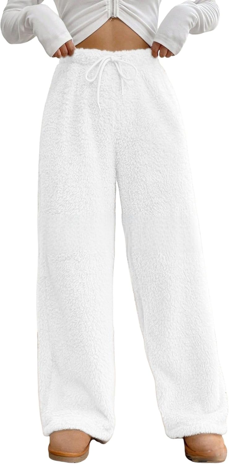 ZAFUL Women's Fuzzy Plush Pajama Pants for Cozy Comfort