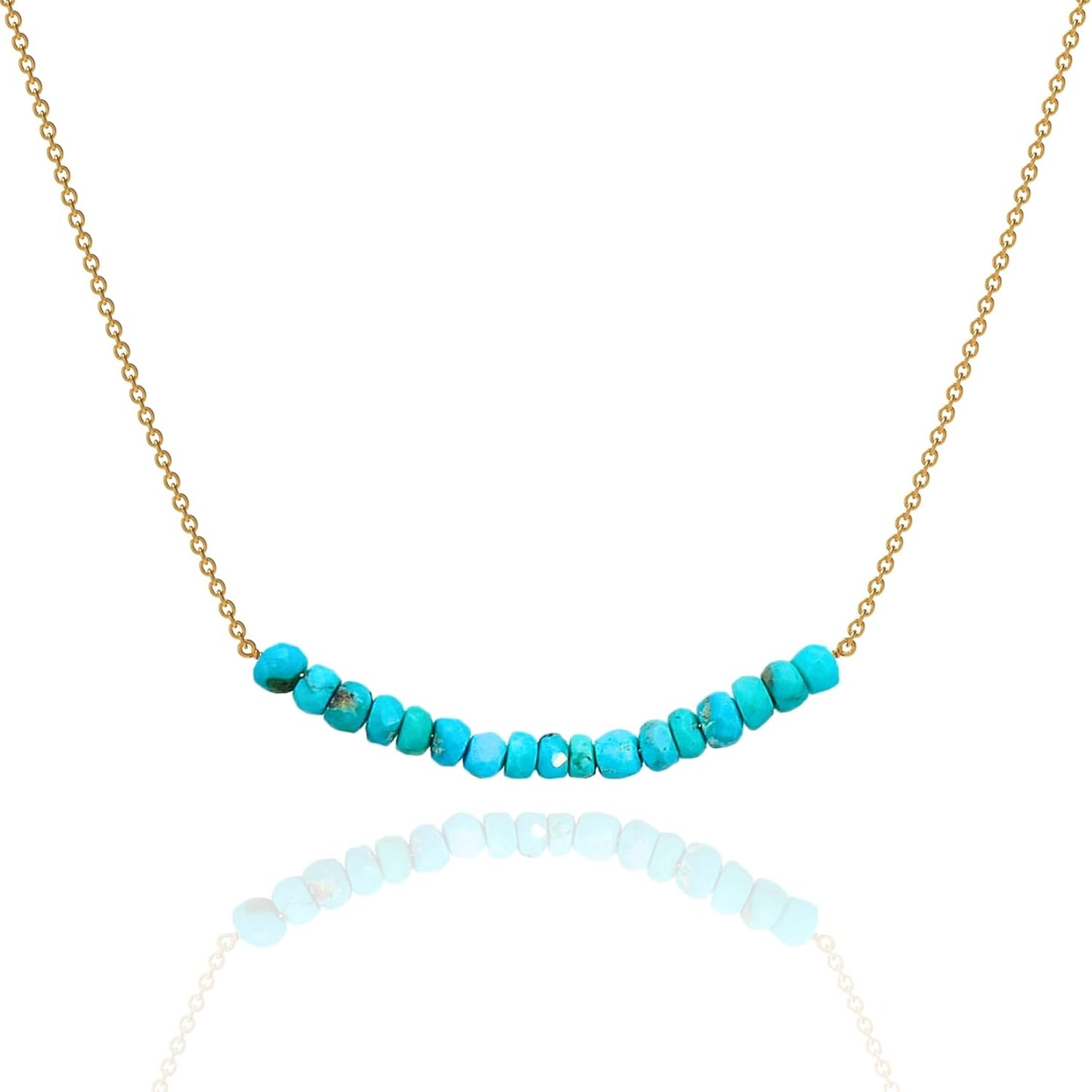 18K Gold Vermeil Beaded Natural Birthstone Bar Necklace