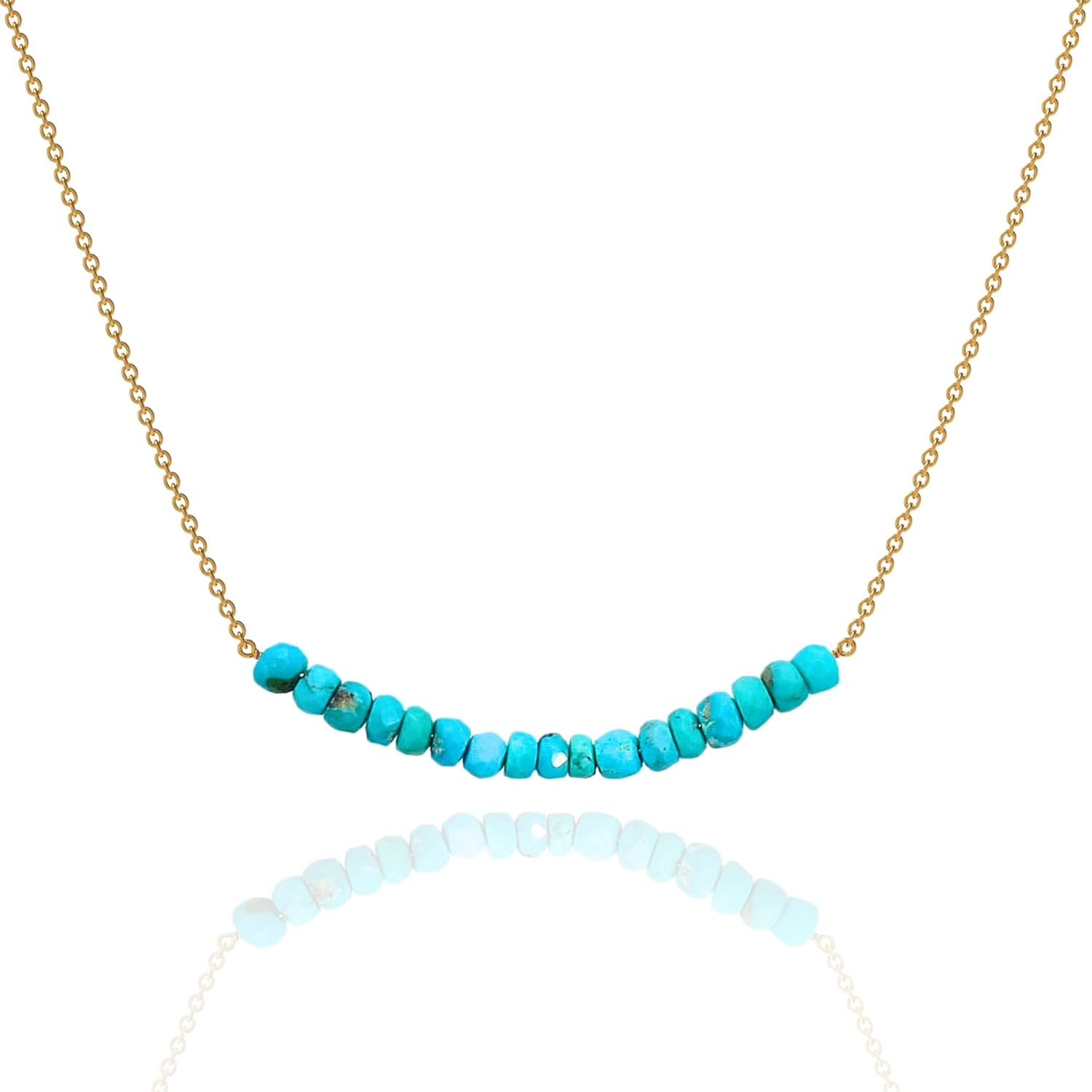 18K Gold Vermeil Beaded Natural Birthstone Bar Necklace