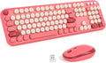 KNOWSQT Wireless Keyboard and Mouse Combo - Retro Red Rainbow