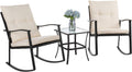 Vongrasig 3 Piece Outdoor Rocking Chair Set - Cushioned Bistro Set