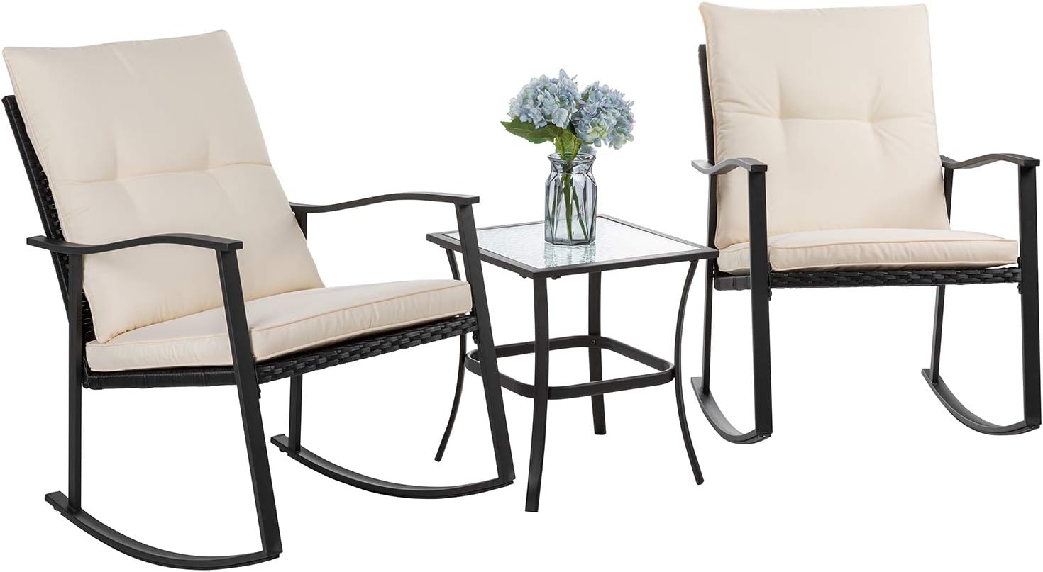 Vongrasig 3 Piece Outdoor Rocking Chair Set for Your Patio