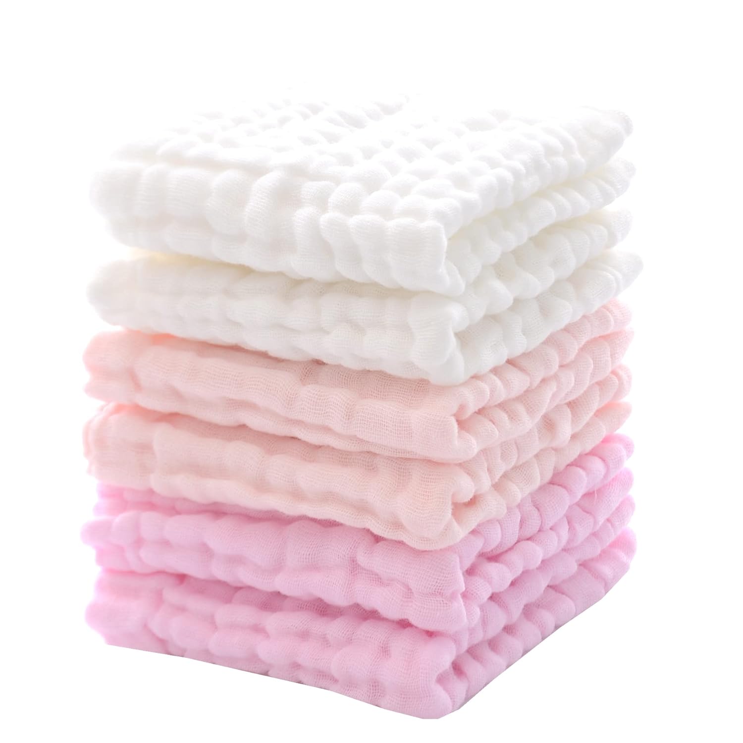 Ultra-Soft Baby Washcloths, 6 Pack, 12x12 Inches (Pink)