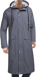 Men's Long Hooded Rain Jacket - Waterproof Lightweight Active Coat
