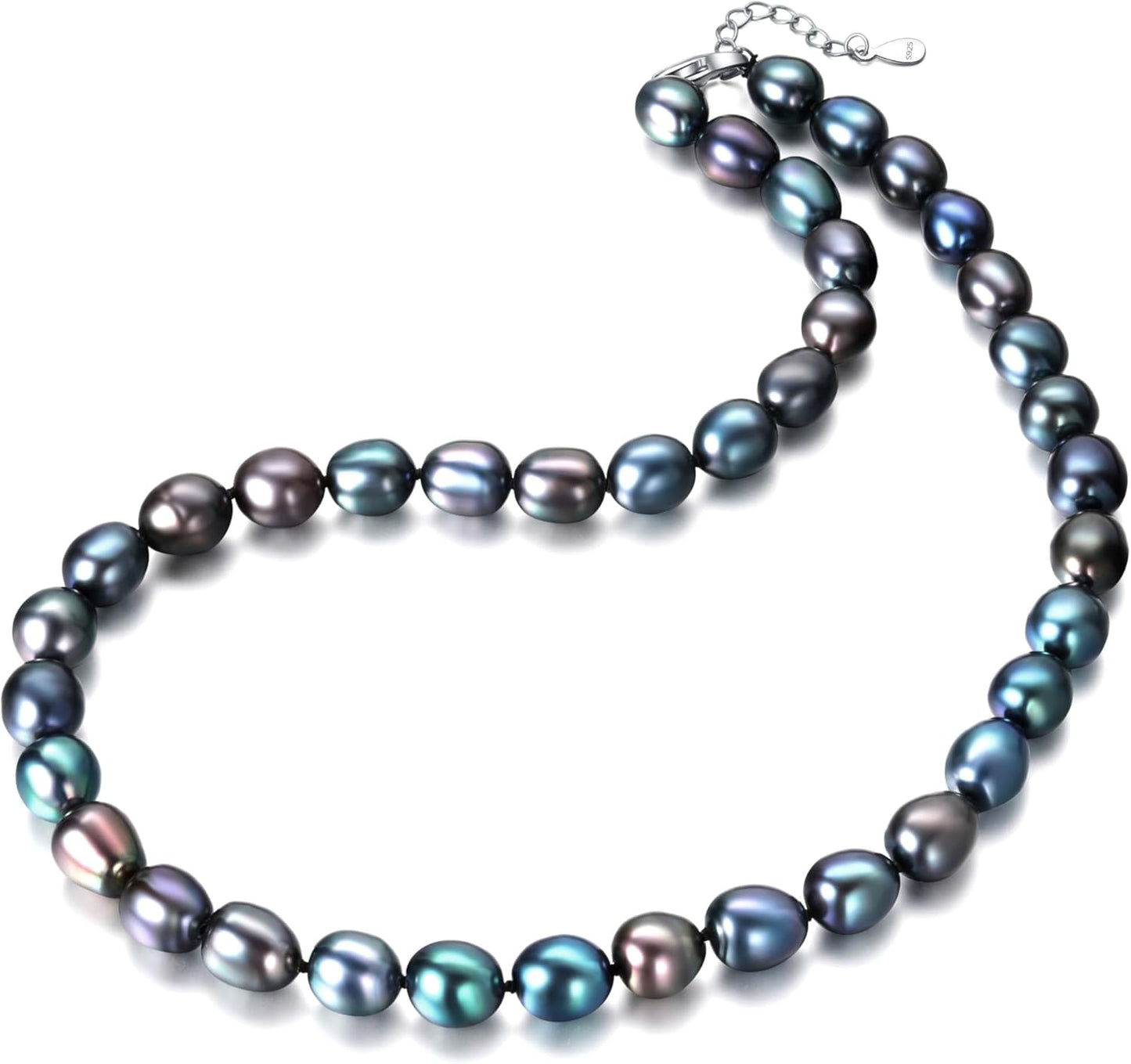 Tahitian Black Pearl Necklace with Sterling Silver Clasp