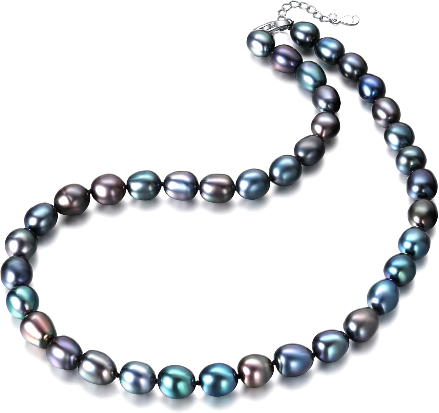 Tahitian Black Pearl Necklace with Sterling Silver Clasp