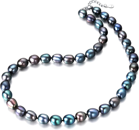 Tahitian Black Pearl Necklace with Sterling Silver Clasp