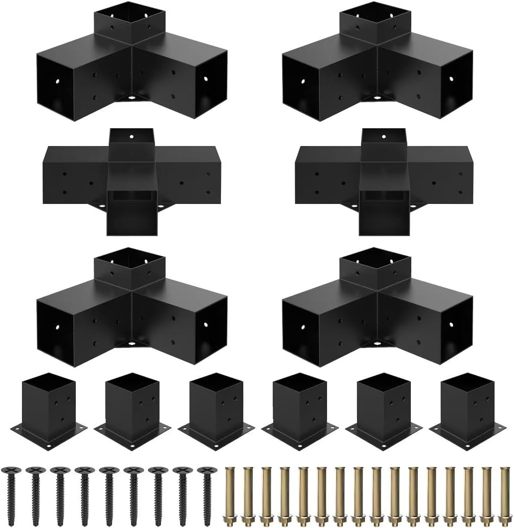 Heavy Alloy Steel Pergola Kit with 3-Way Brackets for 4x4 Lumber