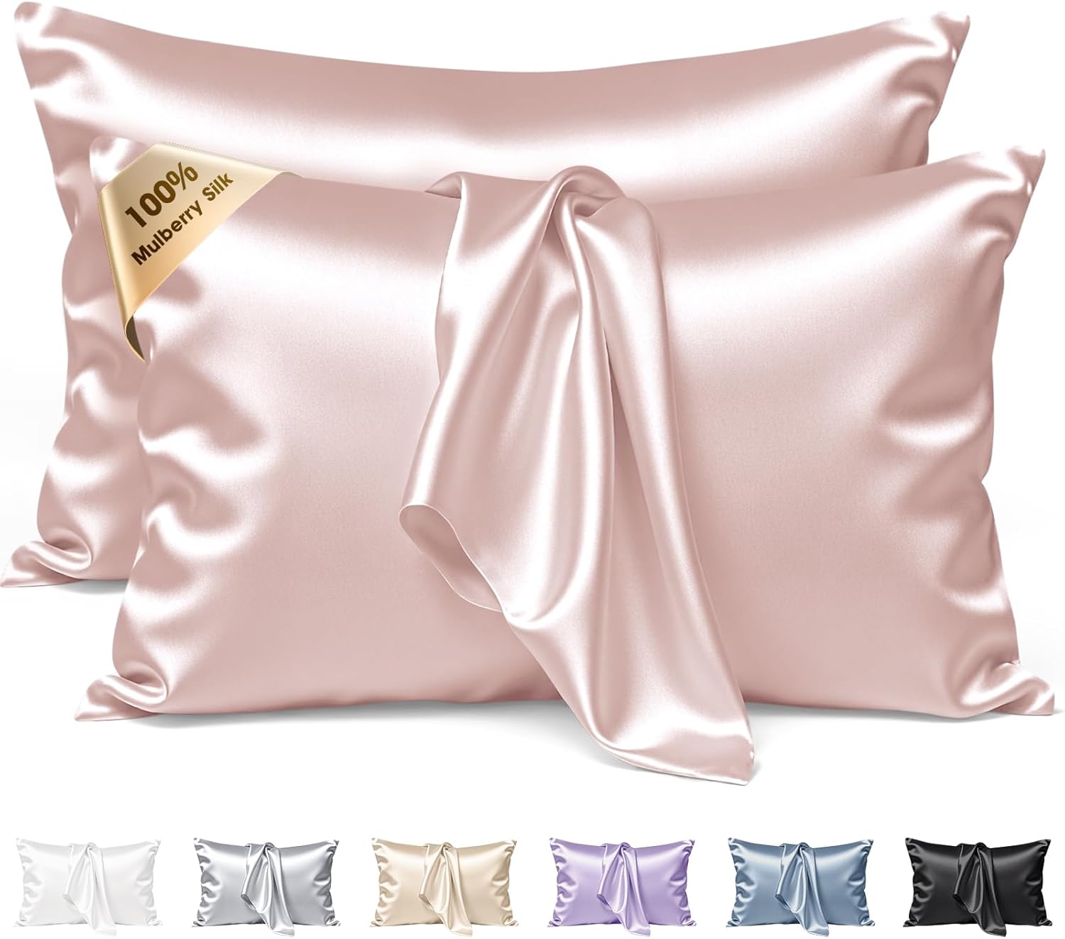 Silk Pillow Cases 2 Pack King Size for Hair & Skin Benefits