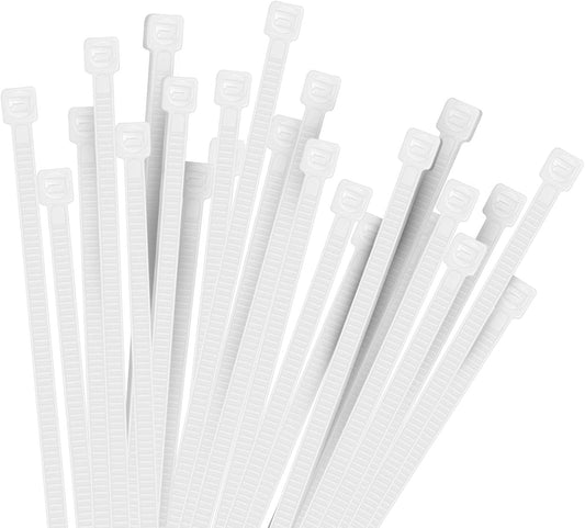 100pc Heavy Duty White Zip Ties by HMROPE - 50lb Tensile Strength