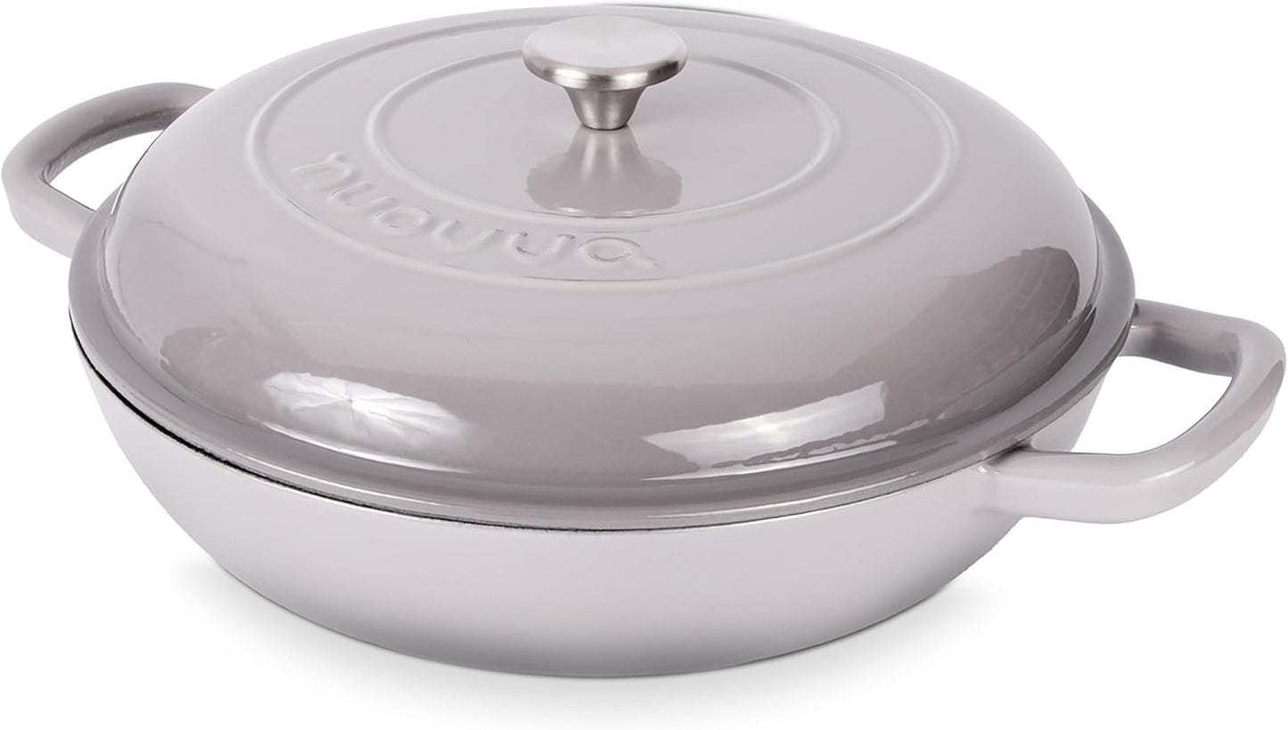 Shallow Cast Iron Casserole with Lid for Perfect Cooking