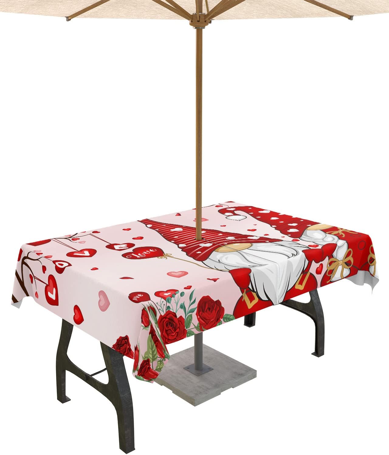 Valentine's Day Waterproof Tablecloth 60x84in - Love Heart Tree Design