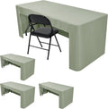 Open Back Fitted Tablecloths for 8 ft Rectangle Table - Sage Green Set