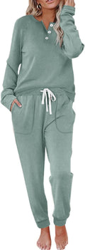 Two Piece Outfits for Women Lounge Sets - Cozy Button (Style 3KWR)