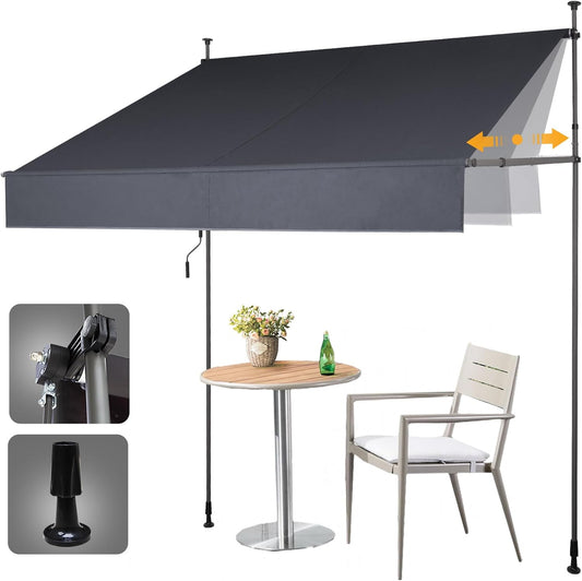 Manual Retractable Awning for Outdoor Sunshade Shelter 98in W