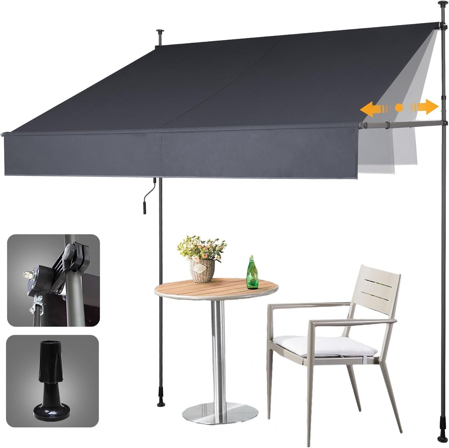 Manual Retractable Awning for Patio with UV Protection and Shade
