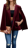 Cicy Bell Velvet Cape Blazer Jacket - Elegant Open Front Coat Blazers