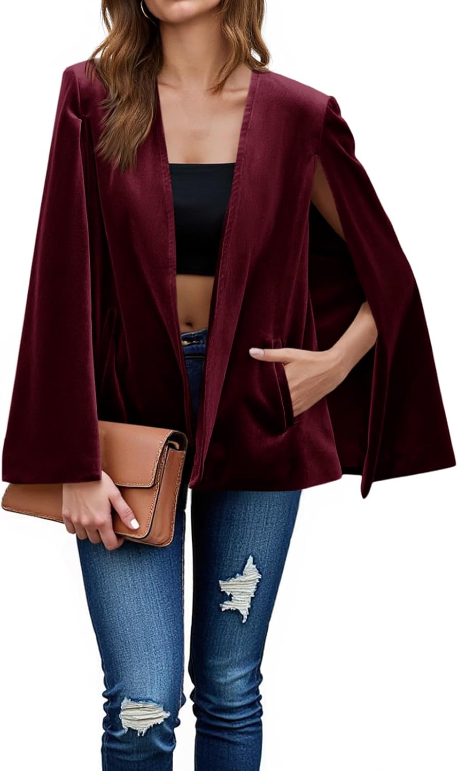 Cicy Bell Women's Velvet Cape Blazer for Stylish Outfits