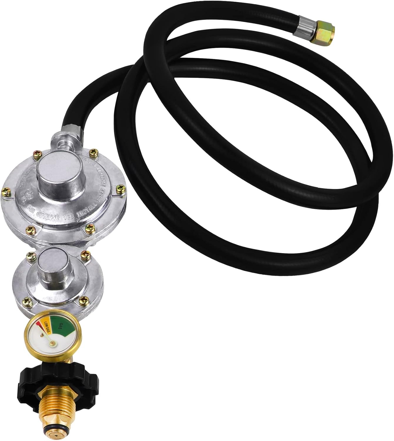 Azdele Two Stage Propane Regulator with Hose and Gauge for Grills