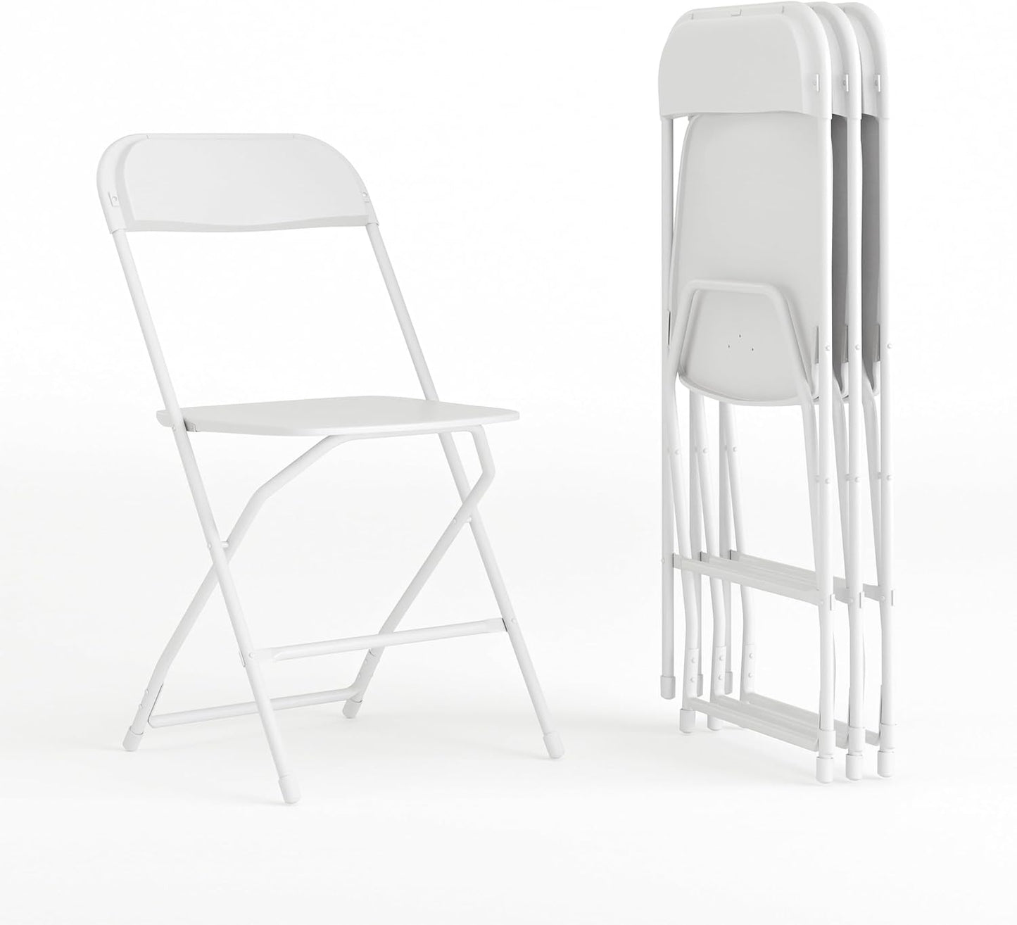 Flash Furniture White Folding Chairs - 4 Pack 650LB Capacity