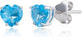 10k White Gold Heart Stud Earrings for Women with Birthstone