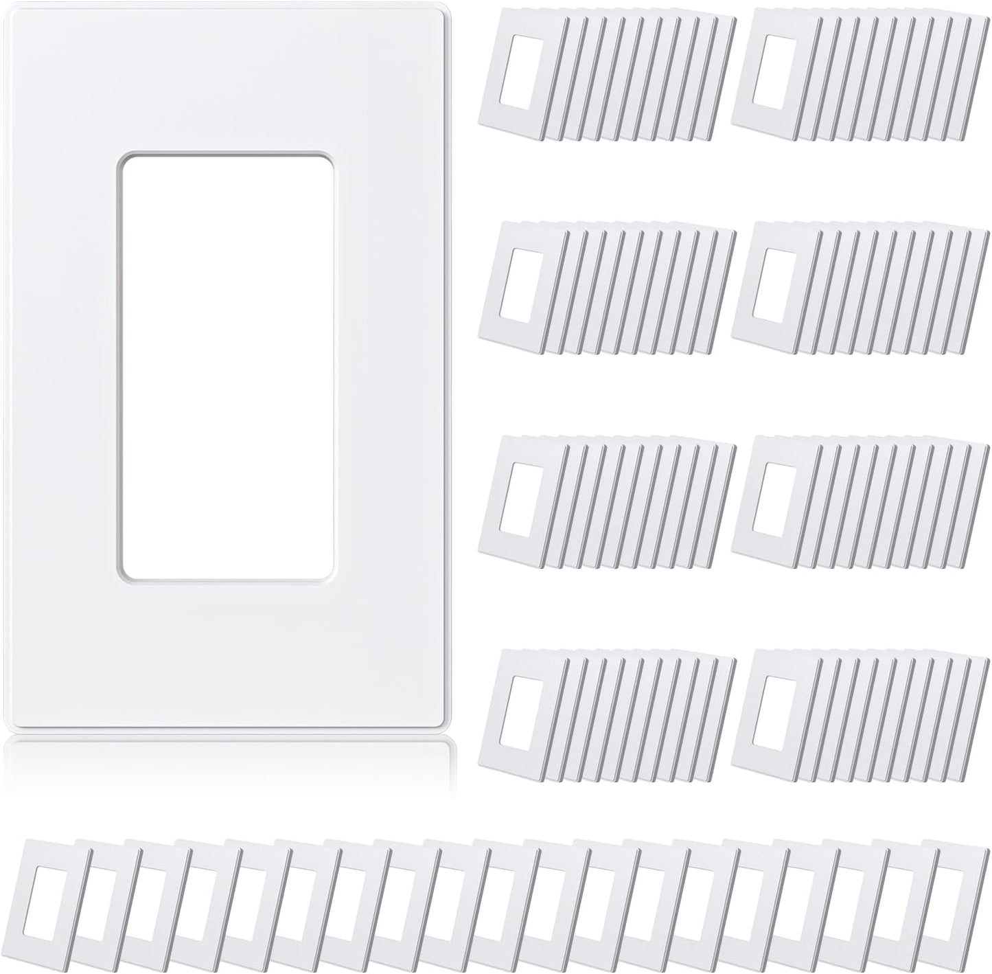 ELEGRP Matte White Screwless Wall Plates for Modern Decor