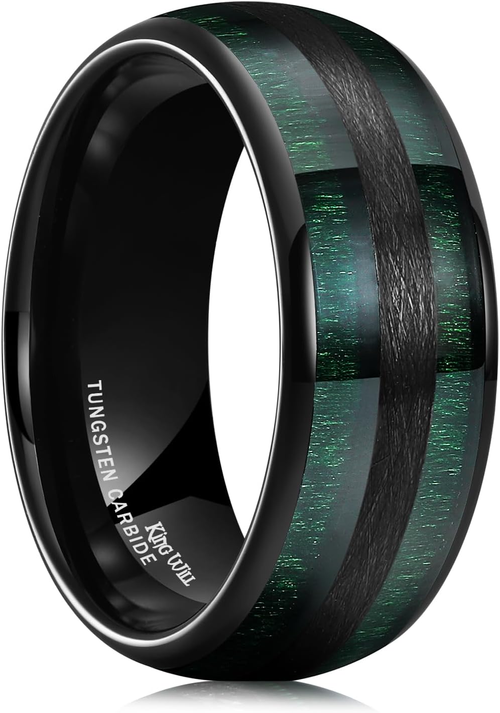 Tungsten Carbide Wedding Band with Koa Maple Wood Inlay