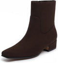 Athlefit Women's Chunky Low Heel Ankle Boots - Retro Square Toe Design