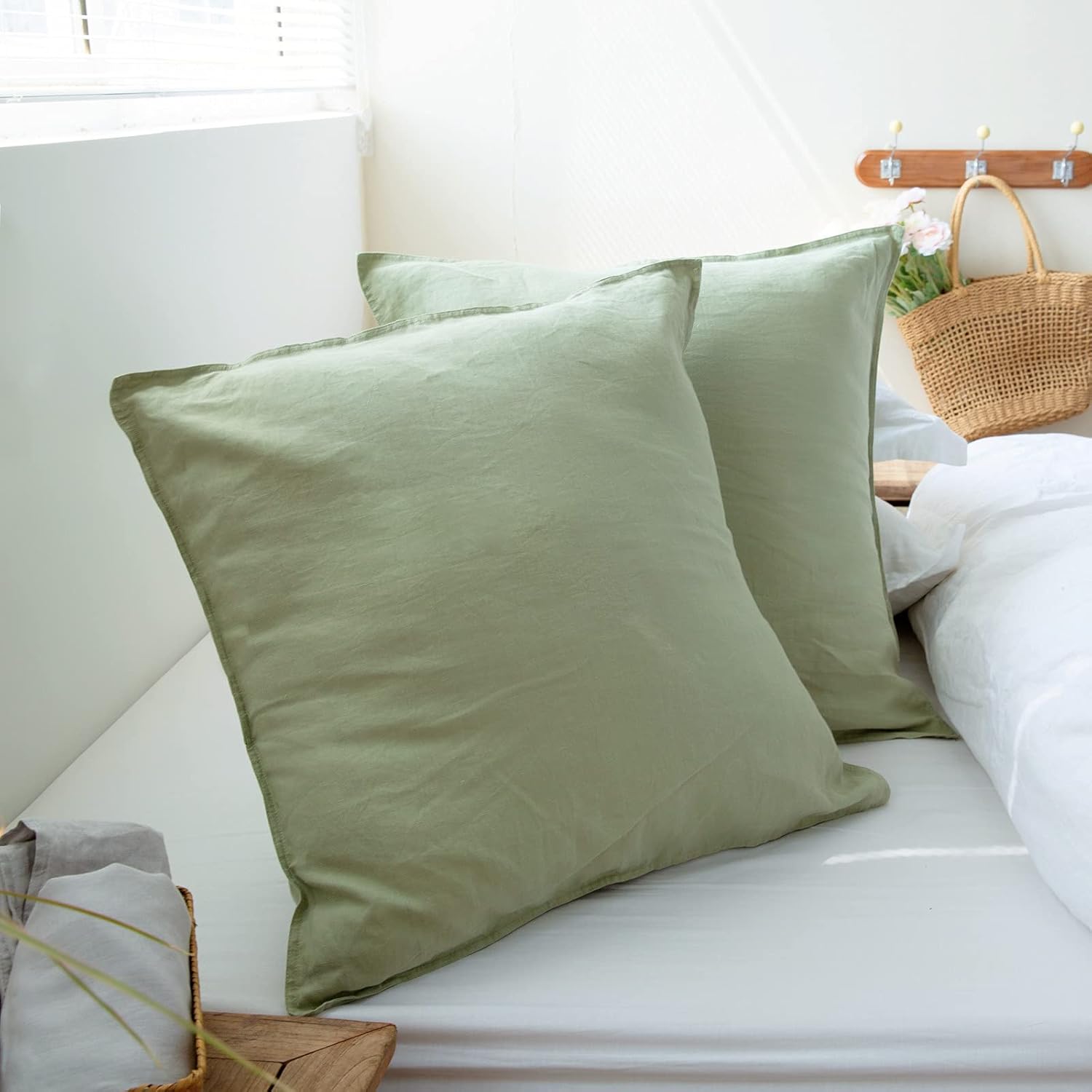 100% Washed Linen Euro Shams for Stylish Home Decor