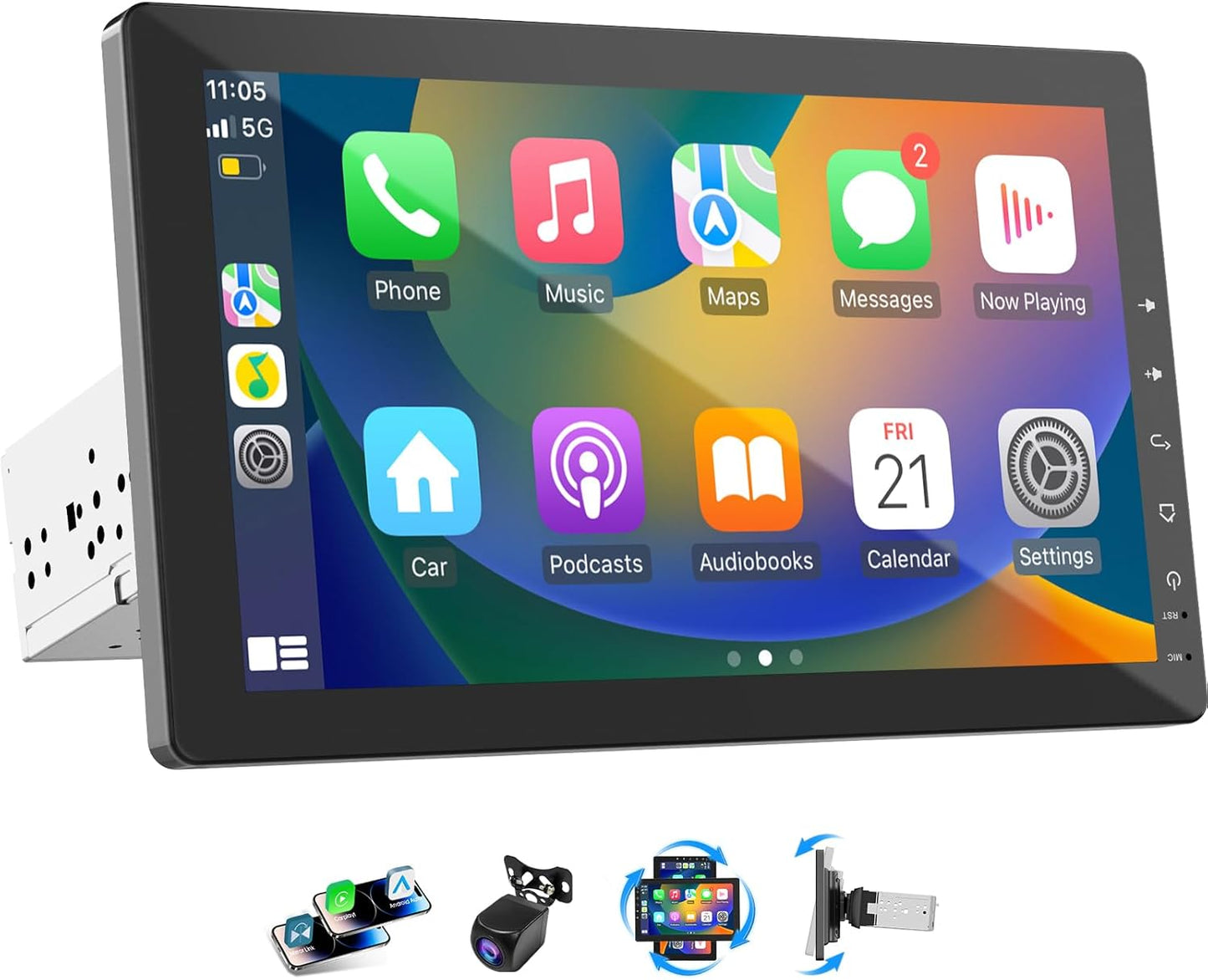 10.1 Inch Single Din Car Radio with Wireless CarPlay and GPS