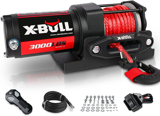 X-BULL 12V Electric Winch with Synthetic Rope for Off Road Use