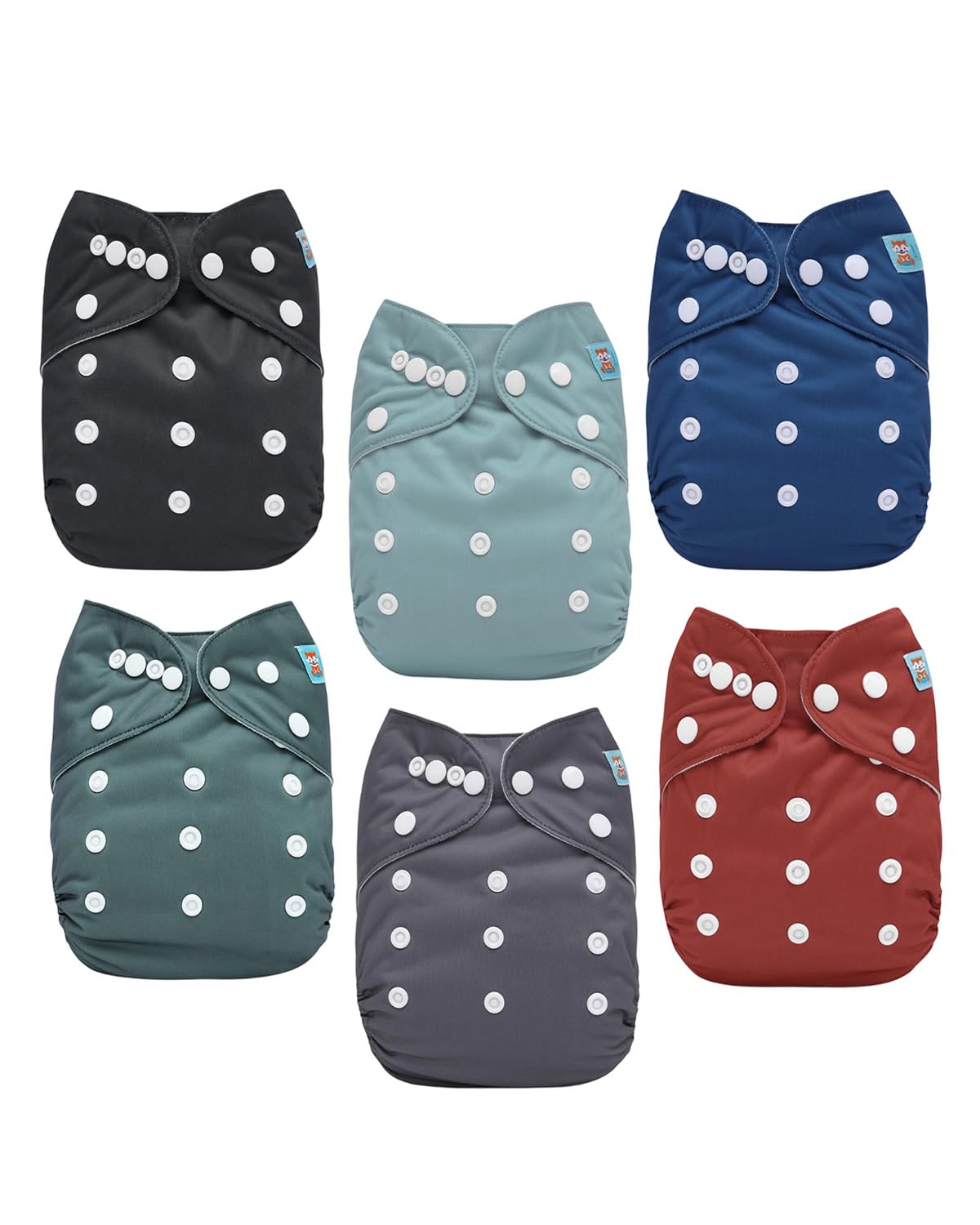 ALVABABY Baby Cloth Diaper 6 Pack with 12 Inserts for Comfort
