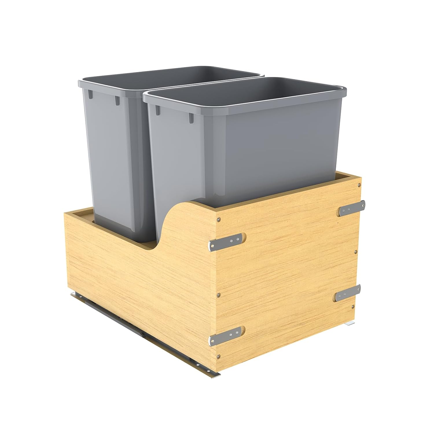 Double 35 Quart Pullout Under Cabinet Trash Cans for 18 W Cabinet