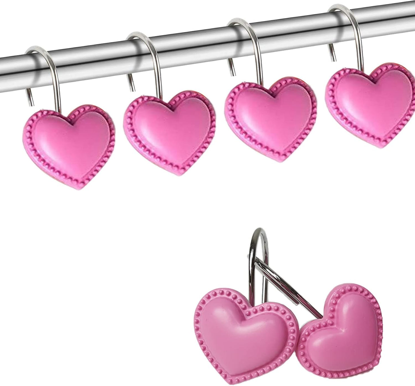 Rustproof Heart Shower Hooks for Stylish Bathrooms