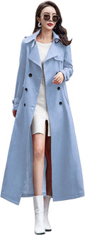 ebossy Women's Double Breasted Duster Trench Coat - Slim (Style F79K)
