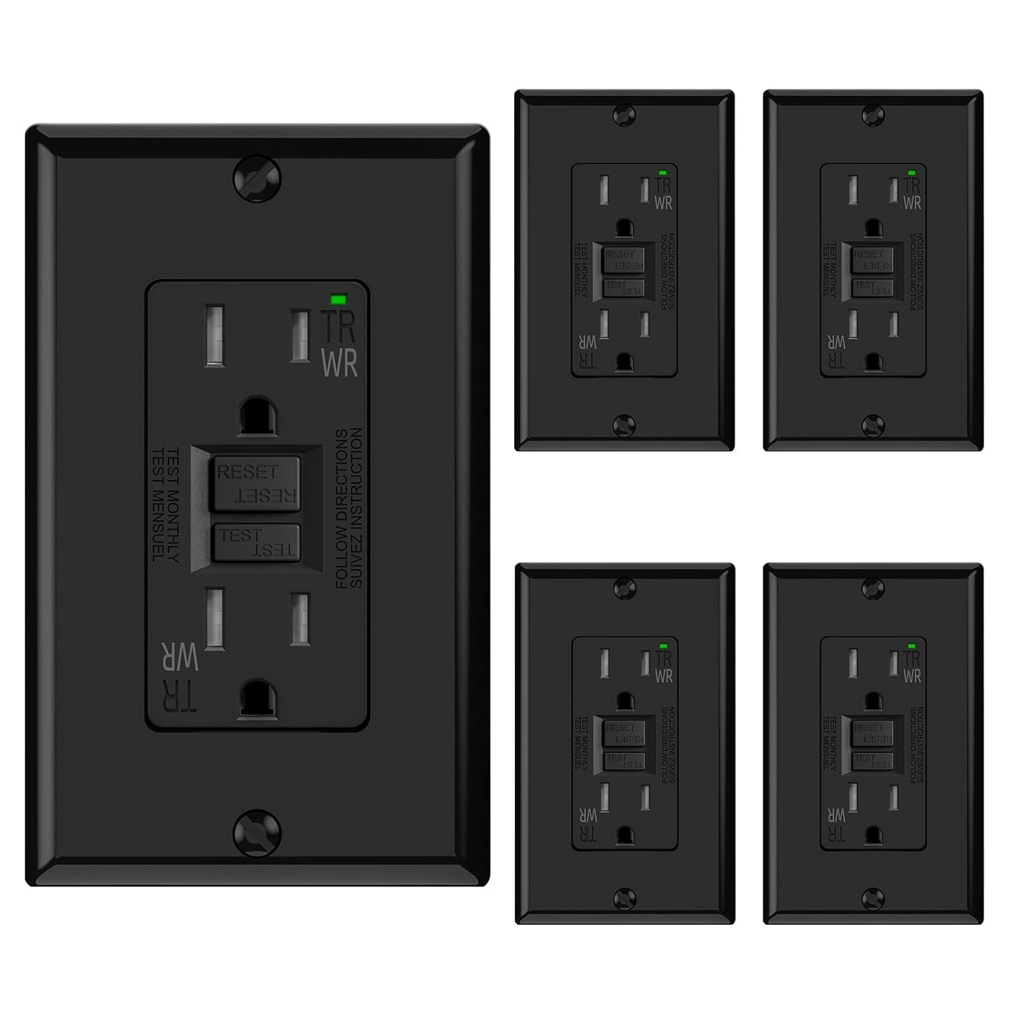 ELEGRP Outdoor GFCI Outlet 15 Amp with Self-Test Feature