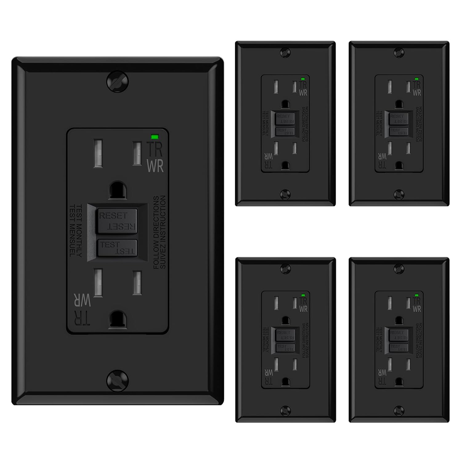 ELEGRP Outdoor GFCI Outlet 15 Amp with Self-Test Feature