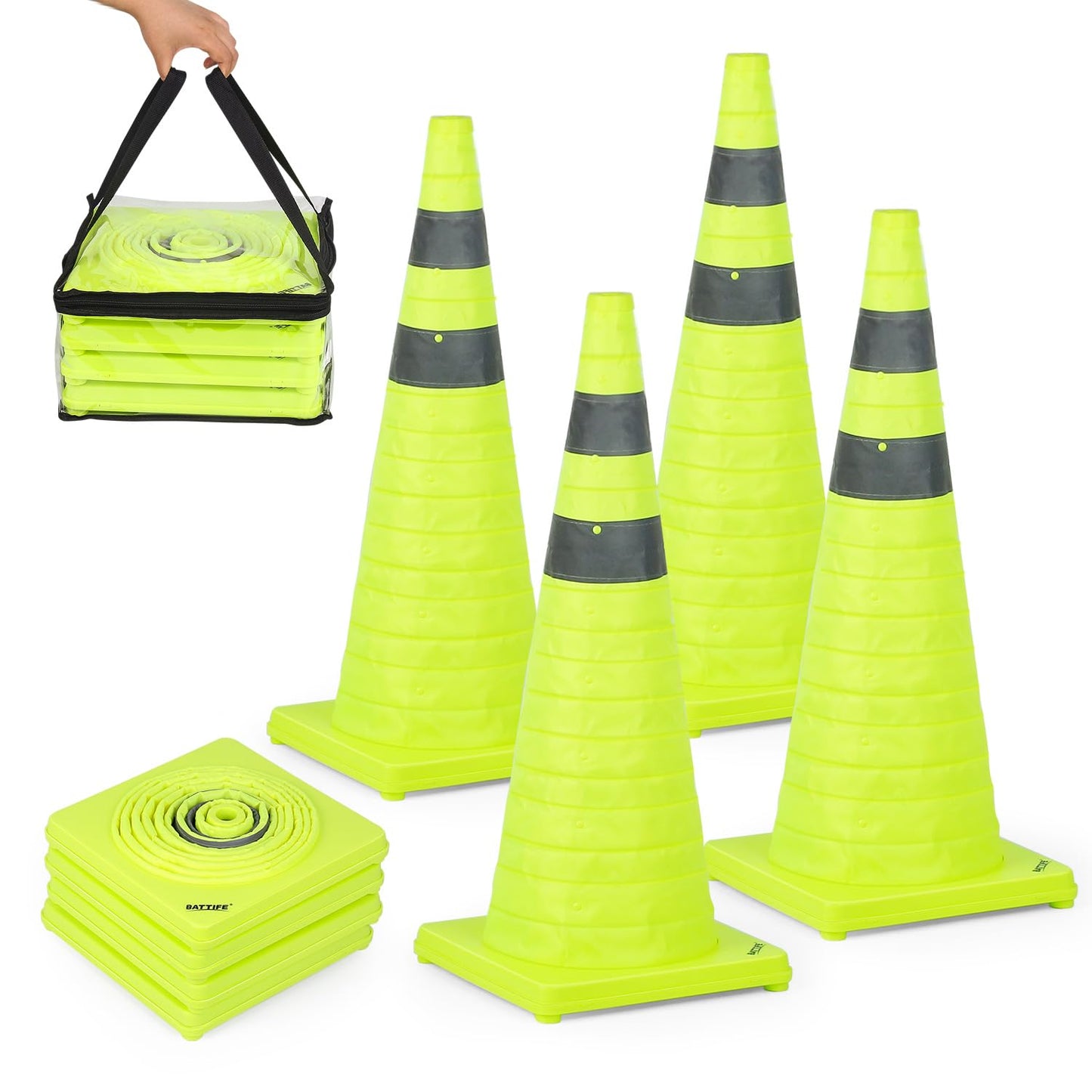 28 Inch Collapsible Traffic Cones for Safety and Storage