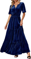 Stylish Amegoya Women's V Neck Velvet Maxi Dress Ideal for Events