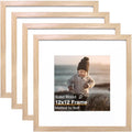 KINLINK 12x12 Picture Frame Natural Wood 4 Pack - Square Frames