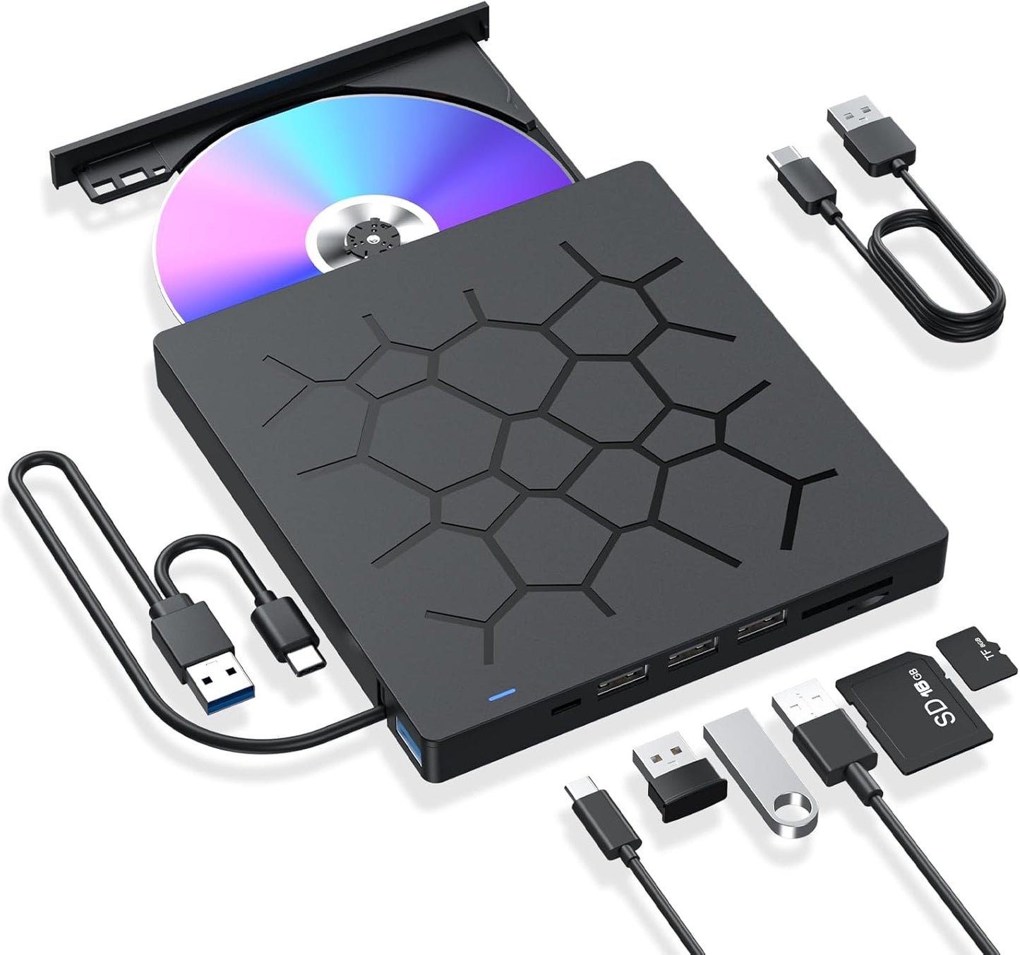 7-IN-1 External USB DVD Drive for Laptop - Burn, Play, & More!