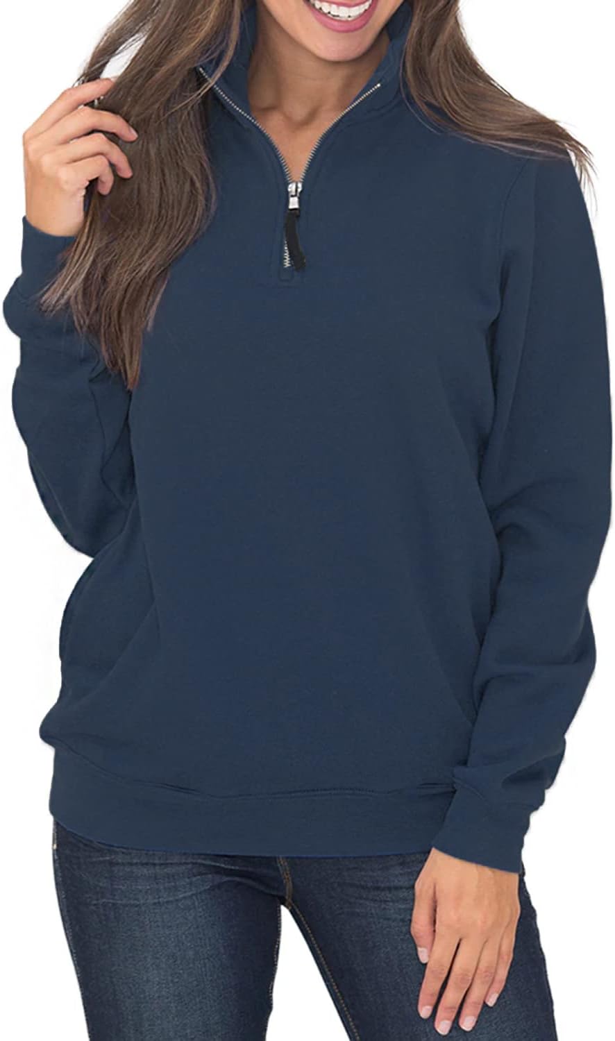 Samefar Womens Cozy High Neck Long Sleeve Pullover Sweatshirt