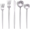 Matte Silverware Set for 8 - 40-Piece Modern Brushed Cutlery Set