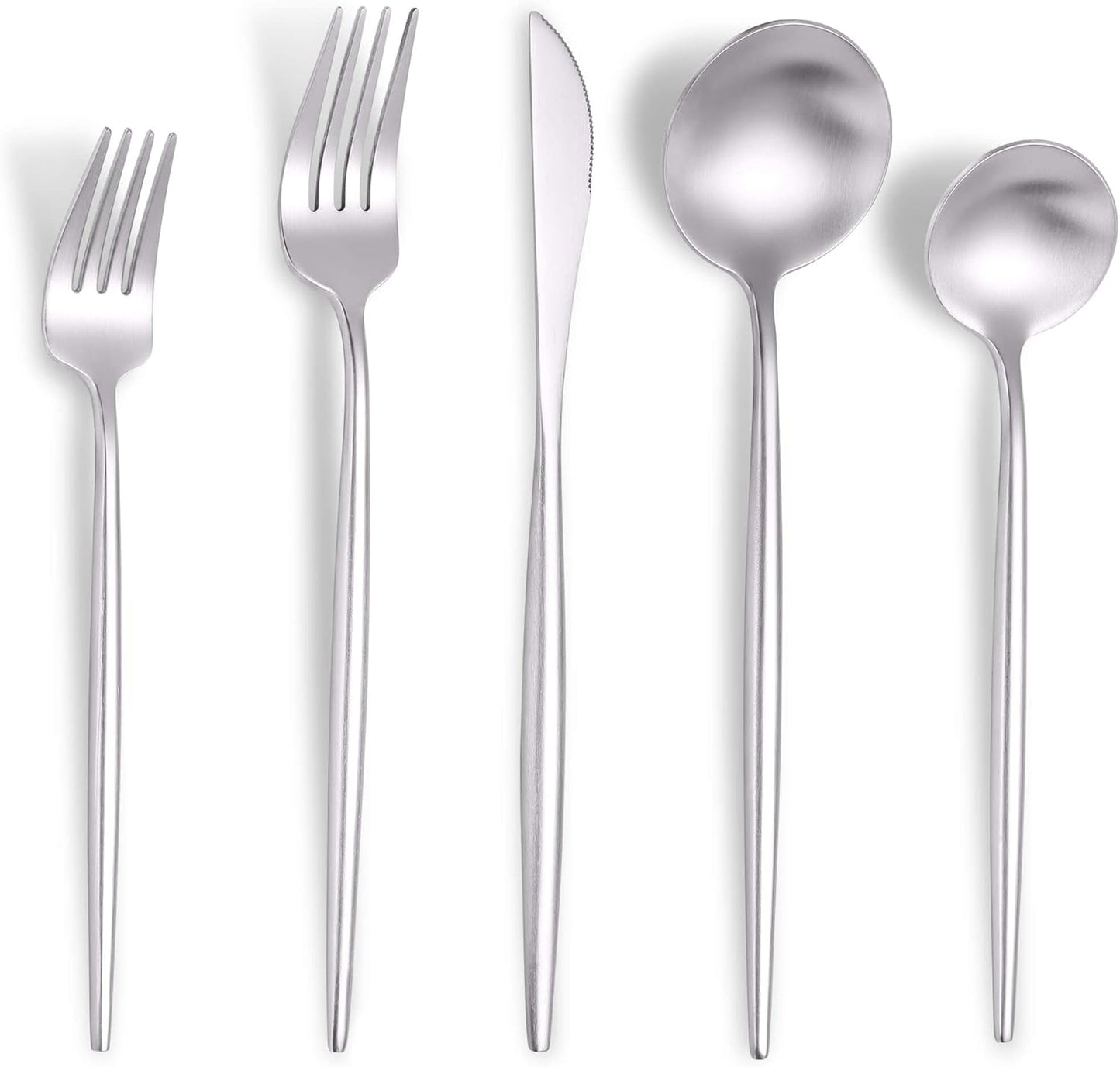 Matte Silverware Set for 8, Modern Stainless Steel Cutlery