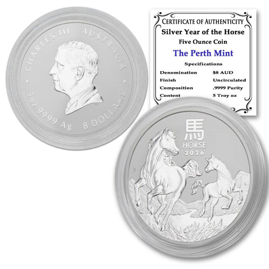 2026 P 5 oz Australian Silver Lunar Year of the Horse Coin
