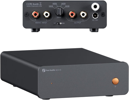 Fosi Audio Box X5 Phono Preamp for Turntable with Gain Control