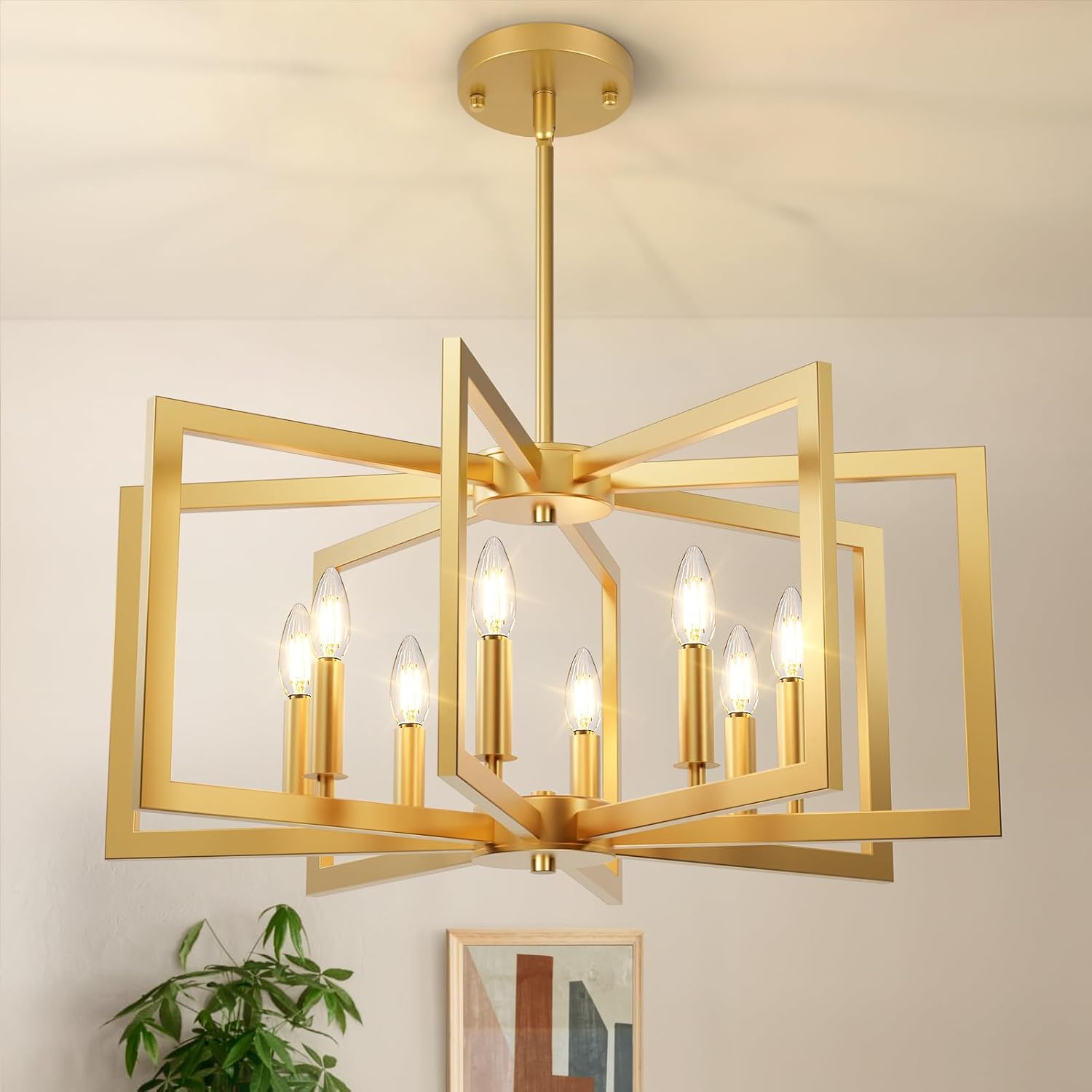 8-Light Gold Chandelier for Modern Farmhouse Dining Room Style