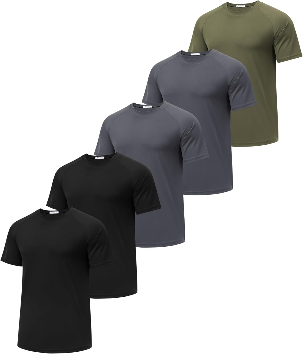 PINSPARK 5 Pack Workout Shirts for Men - Moisture Wicking Tees