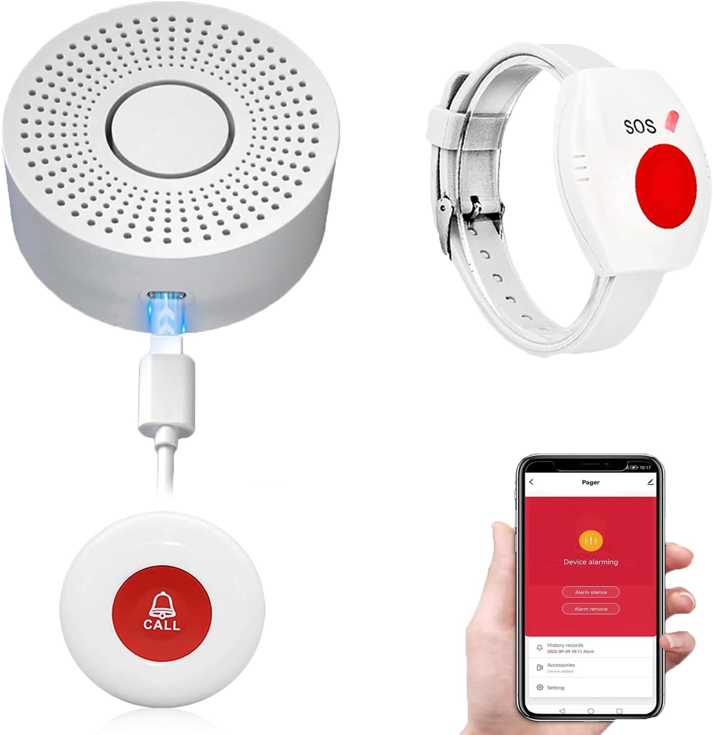 WiFi Caregiver Pager Call Button for Elderly Patients at Home