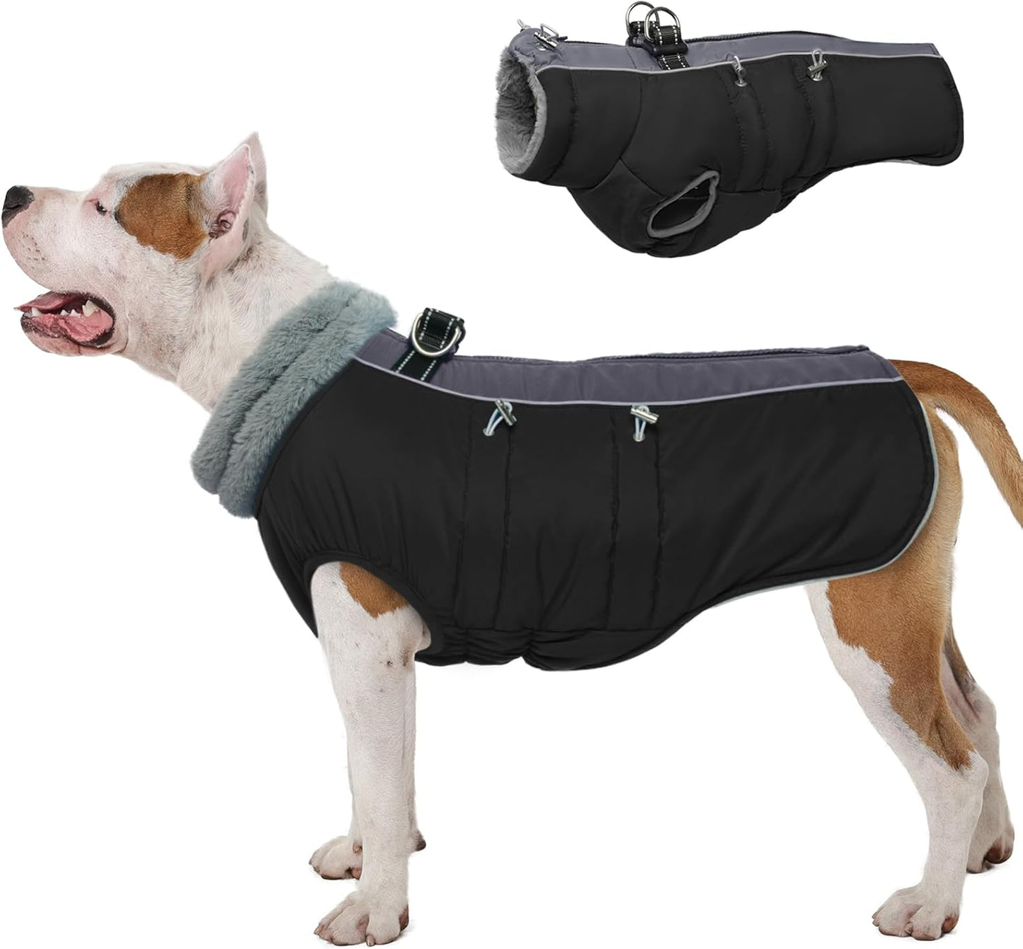 IDOMIK Warm Dog Coat with Harness Built-in for Cold Weather